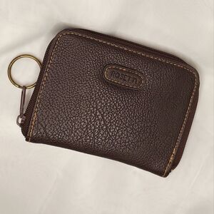 Brown Leather Wallet with Key Ring‎